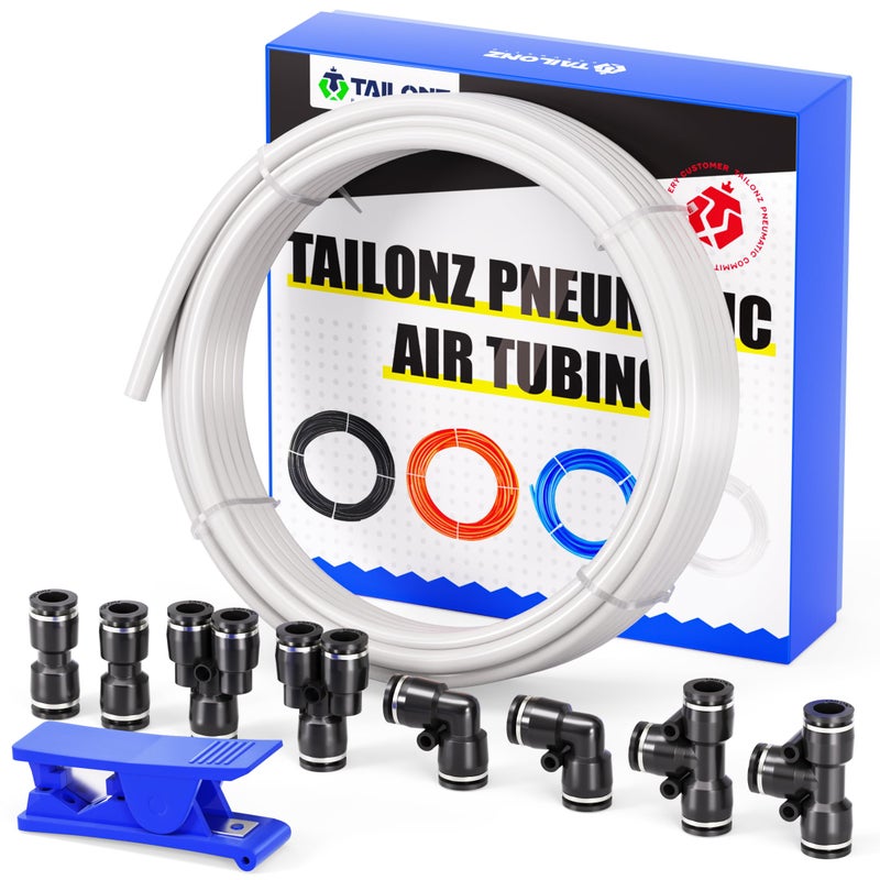 TAILONZ PNEUMATIC Air Line 1/4 inch od Pneumatic Nylon Tube 32.8ft Air Brake Tubing Nylon Hose Kit - Image 1